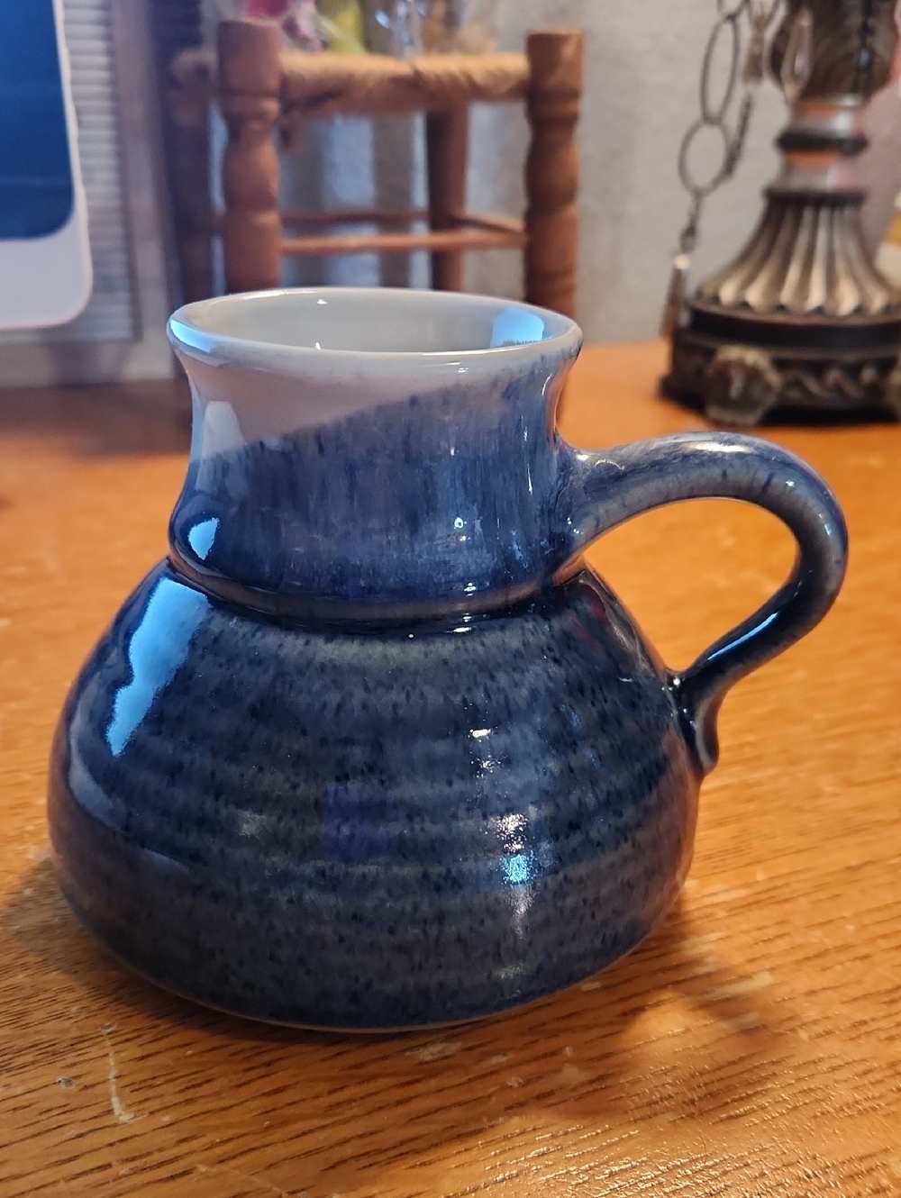 Vintage Glazed Pottery No Spill Coffee Mug